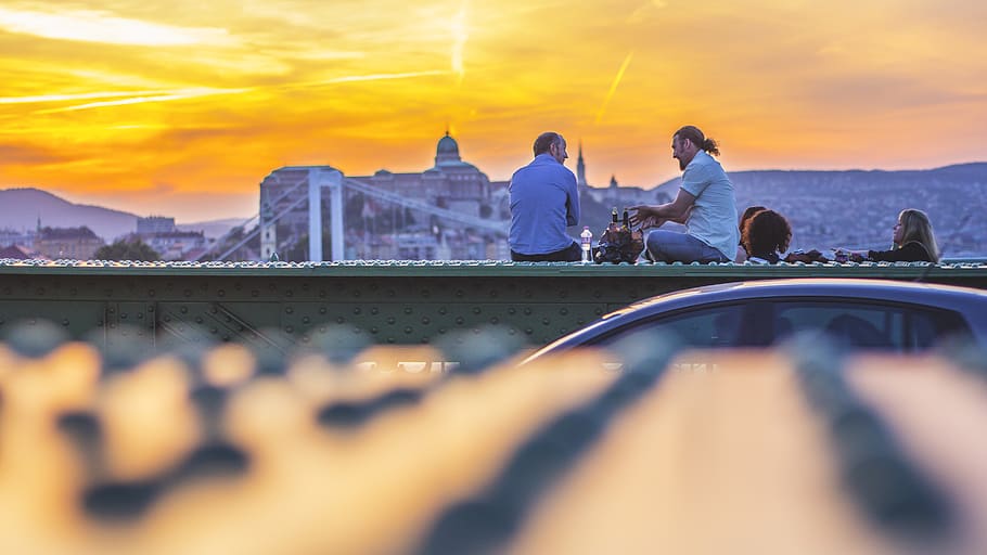 budapest, hungary, conversse, sunset, bridge, street, urban HD wallpaper