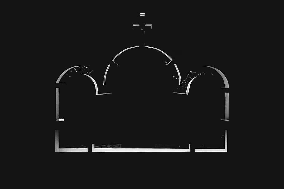 crown, dark, night, light, monochrom, black and white, silhouette HD wallpaper
