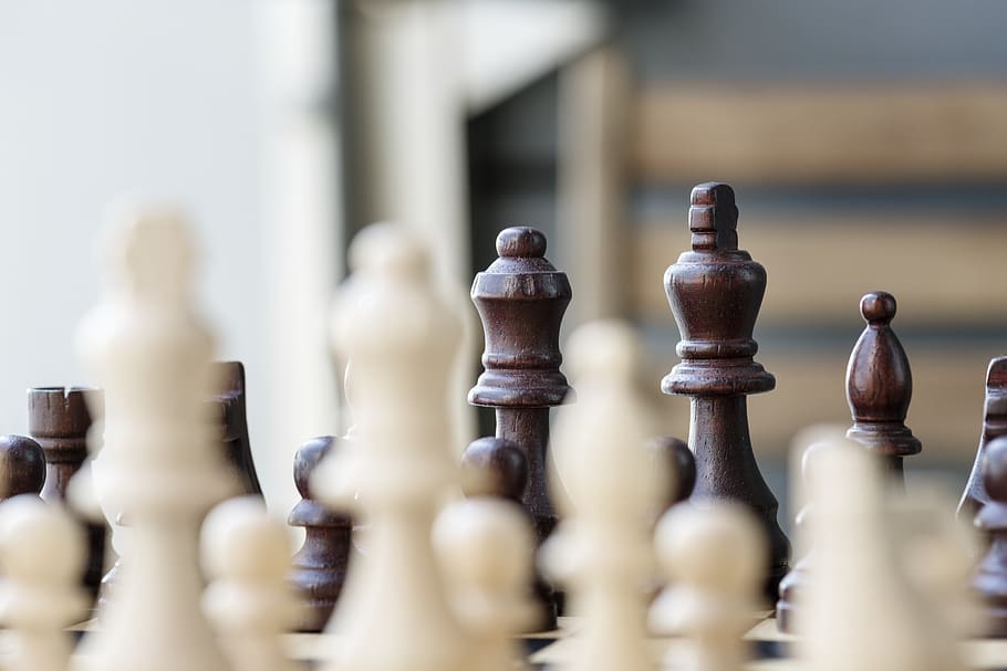 Selective Focus Photo of Chess Set, board game, challenge, chess pieces HD wallpaper