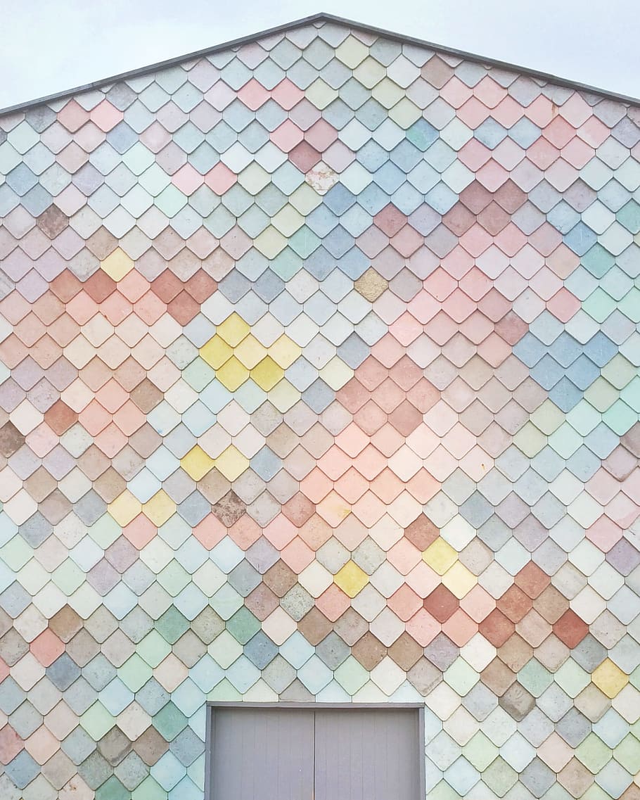 Multicolored Concrete House, artistic, contemporary, pattern HD wallpaper