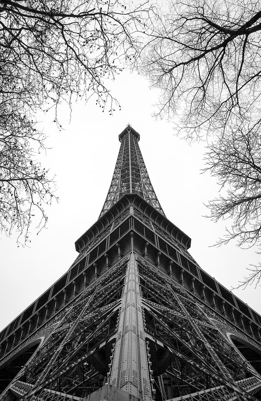 france, paris, eiffel tower, tour eiffel, bandw, landmark, black and white, HD wallpaper