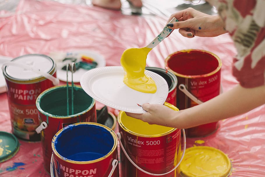 colour, art, paint, human hand, holding, brush, paintbrush HD wallpaper