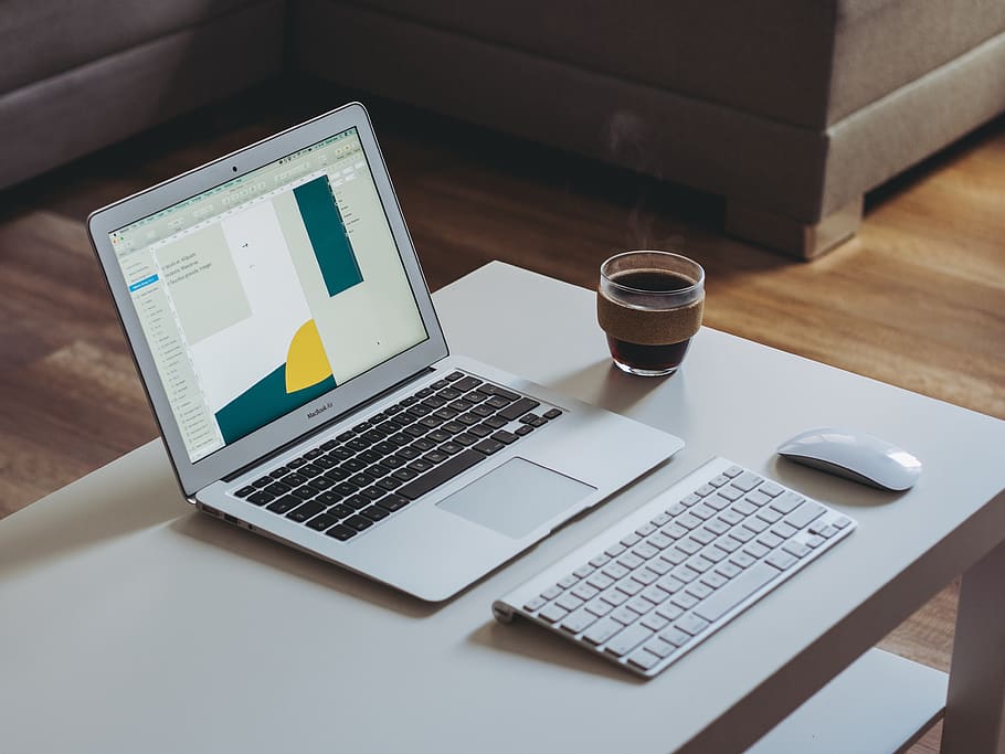 MacBook Air on table, wireless technology, laptop, computer, communication HD wallpaper