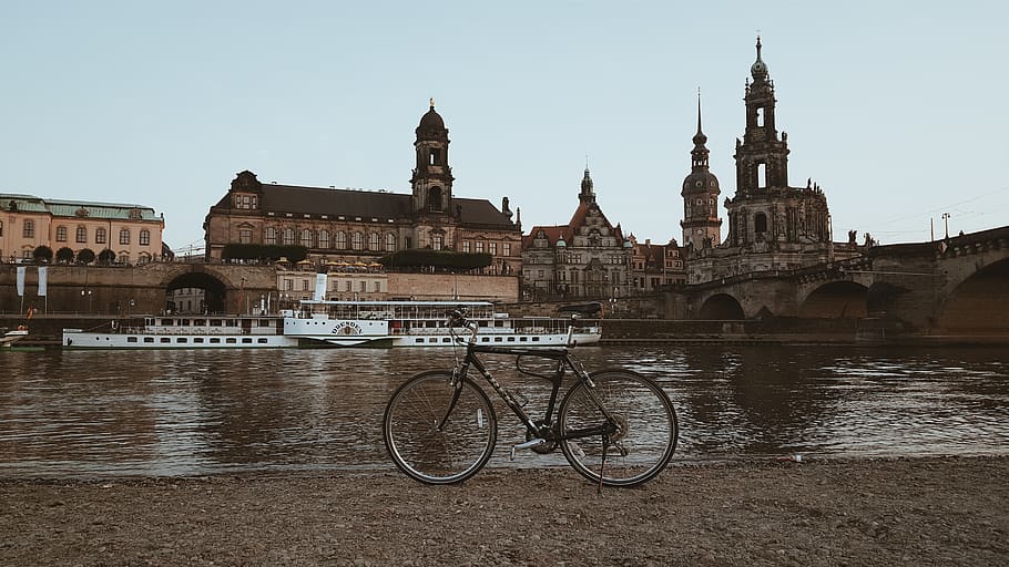 germany, dresden, old, center, city, boat, river, bike, architecture HD wallpaper
