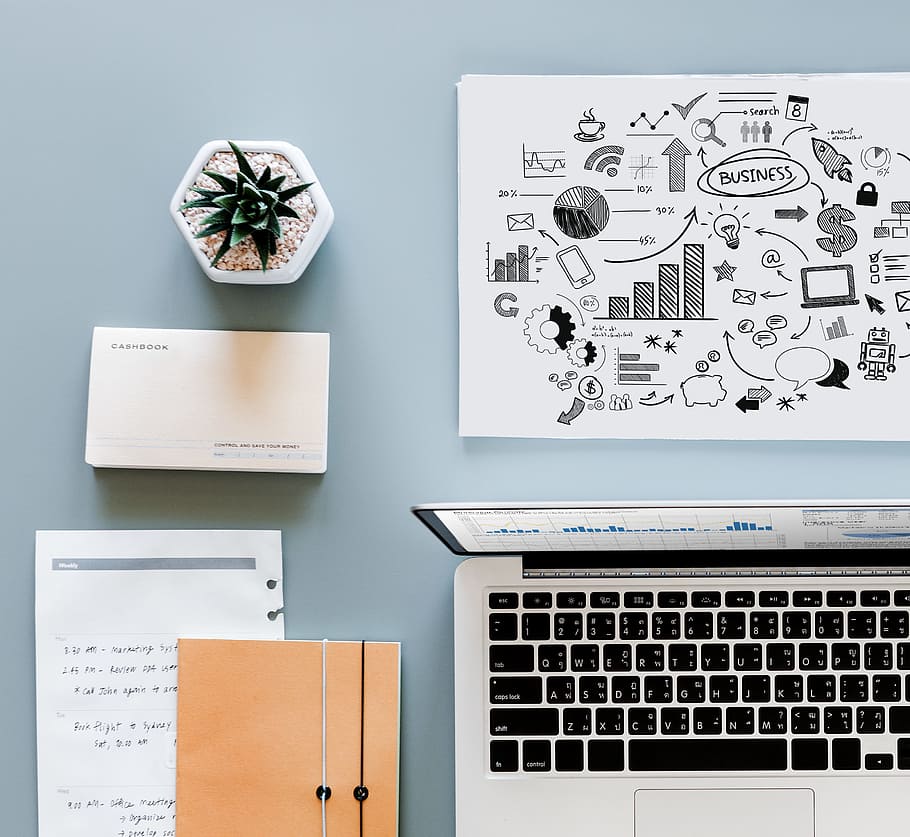 Macbook Air Beside Printing Paper, desk, electronics, equipment HD wallpaper
