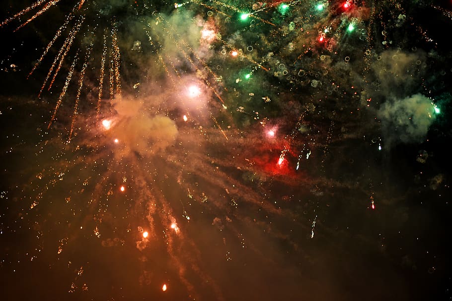 fireworks display, nature, outdoors, light, flare, night, outer space HD wallpaper