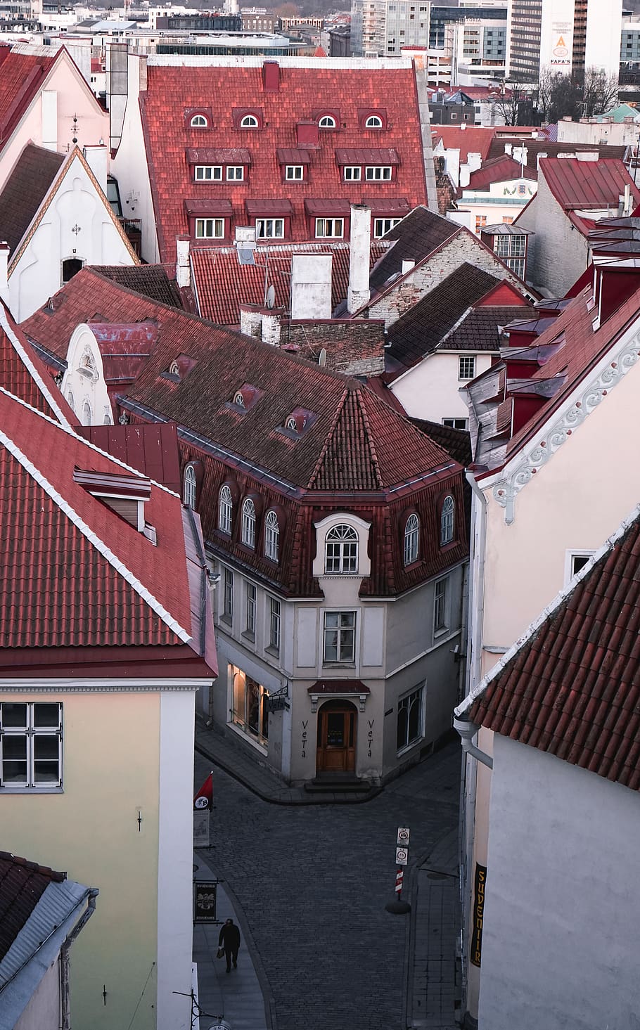 white concrete house, roof, person, human, tile roof, architecture HD wallpaper
