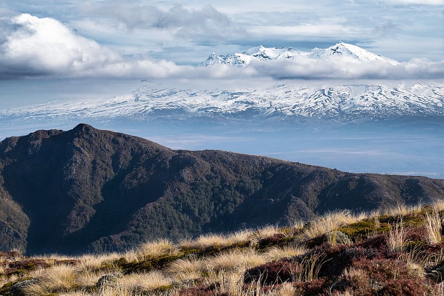 mountain surround with clouds, outdoors, nature, mountain range HD wallpaper