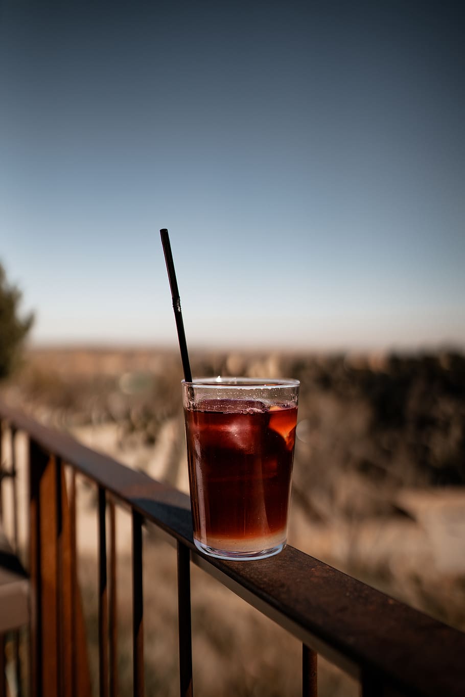 juice cup with straw, railing, handrail, banister, glass, drink HD wallpaper