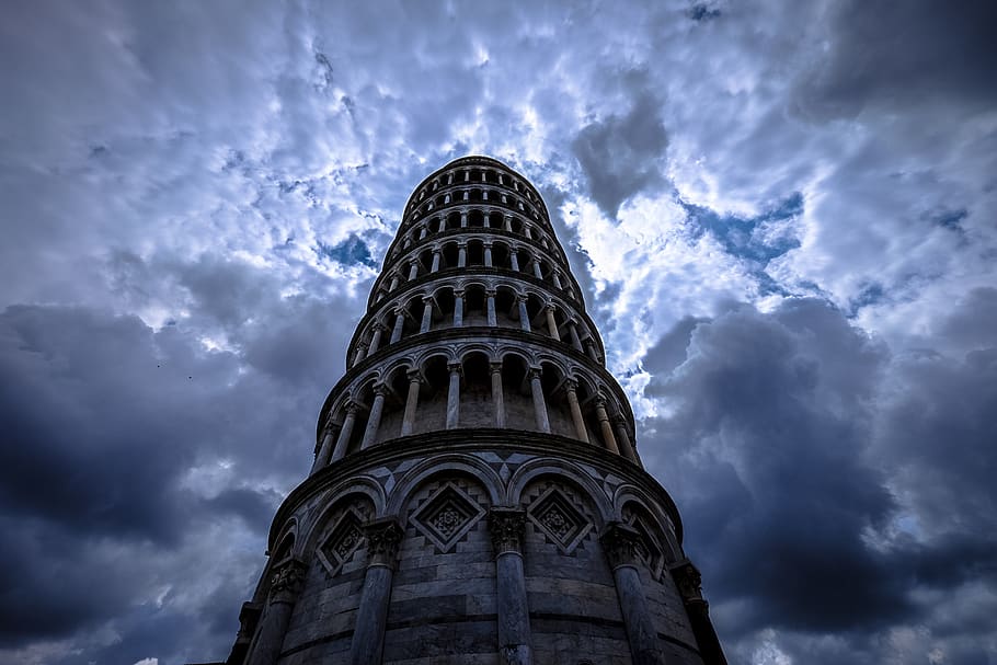 concrete structure under white sky, low angle view, cloud - sky HD wallpaper