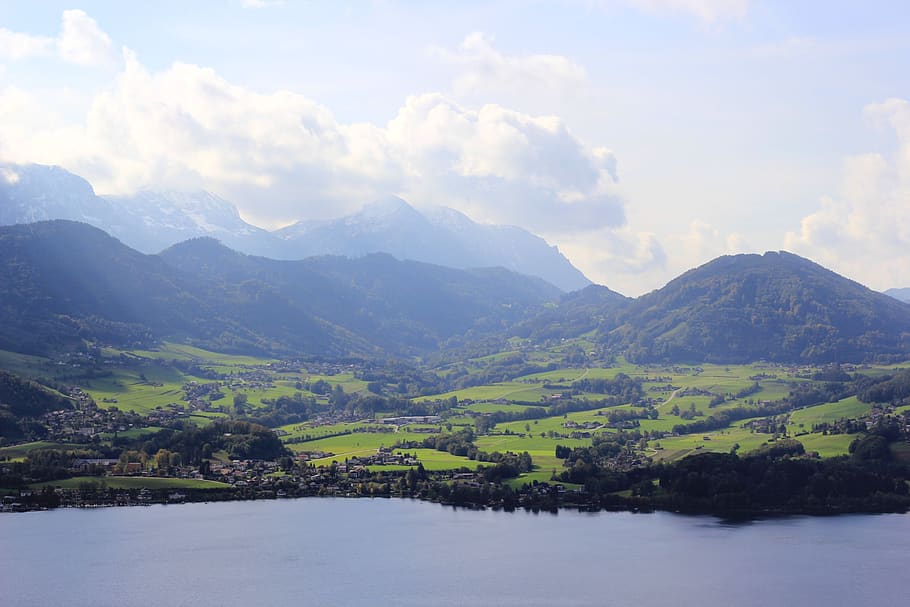 austria, alps, mountains, fields, landscape, scenics - nature HD wallpaper