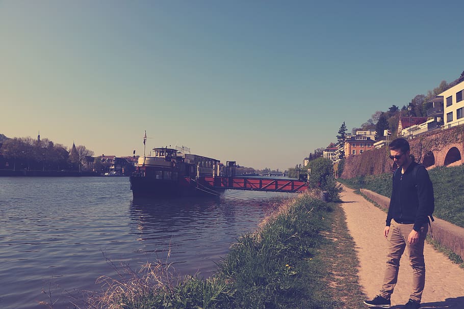 germany, heidelberg, water, sky, architecture, clear sky, real people HD wallpaper