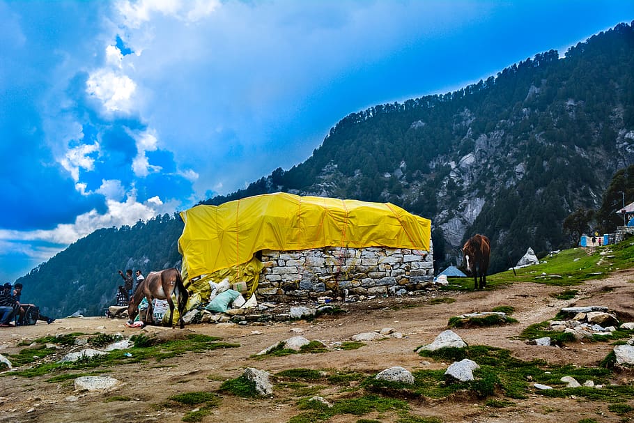 india, triund, sky, mountain, tent, environment, camping, cloud - sky HD wallpaper