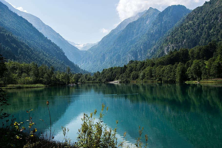 mountains, scenic, reflection, waters, idyll, landscape, nature HD wallpaper