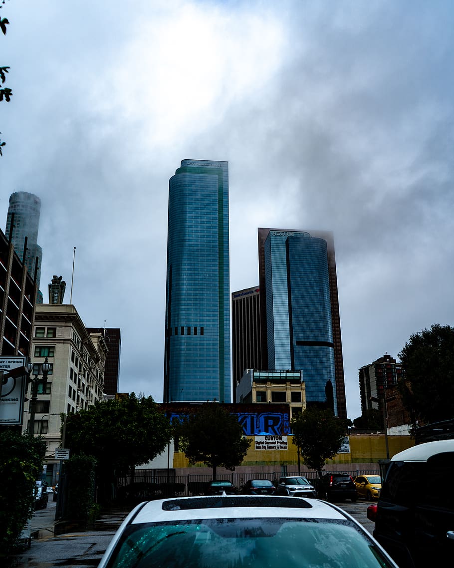 skyscraper, rainy, cloudy, architecture, buildings, building exterior HD wallpaper