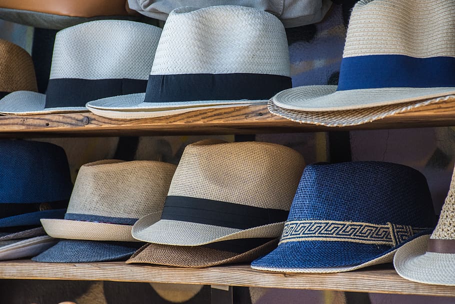 assorted-color fedora hat lot, clothing, choice, still life, retail HD wallpaper