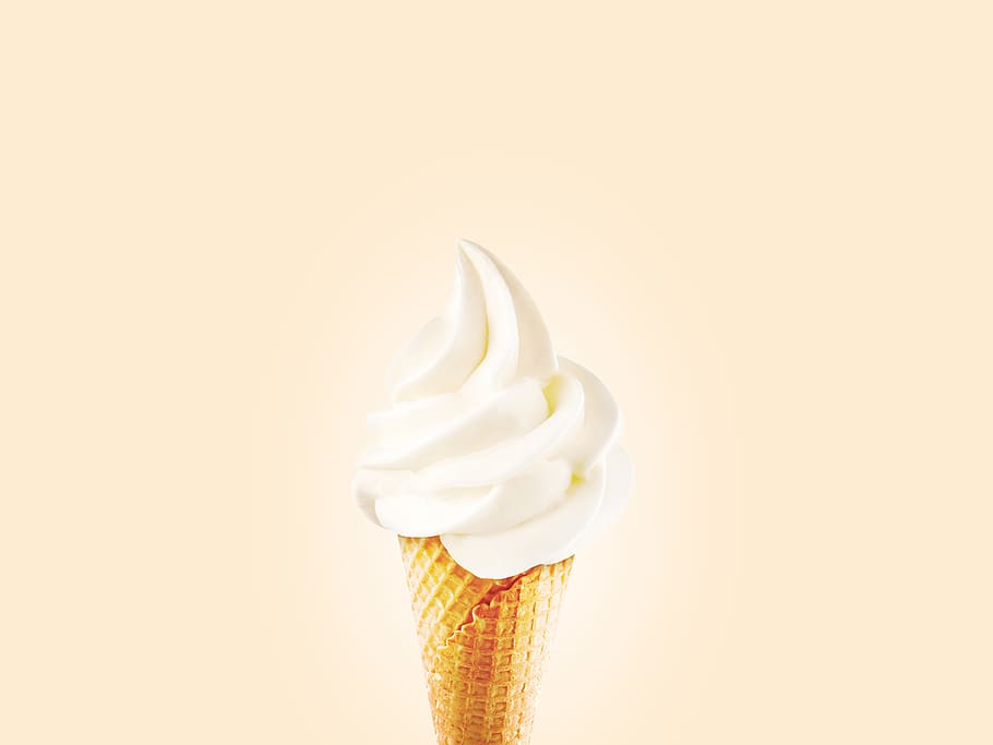 Cream Ice Cream in Cone, close-up, cold, colors, delicious, food