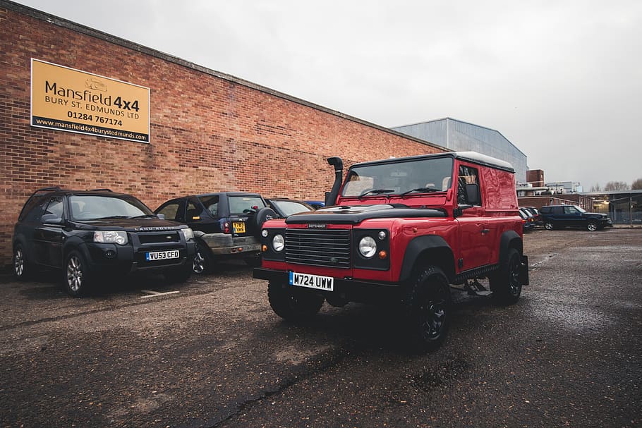 red vehicle, car, transportation, automobile, truck, machine HD wallpaper