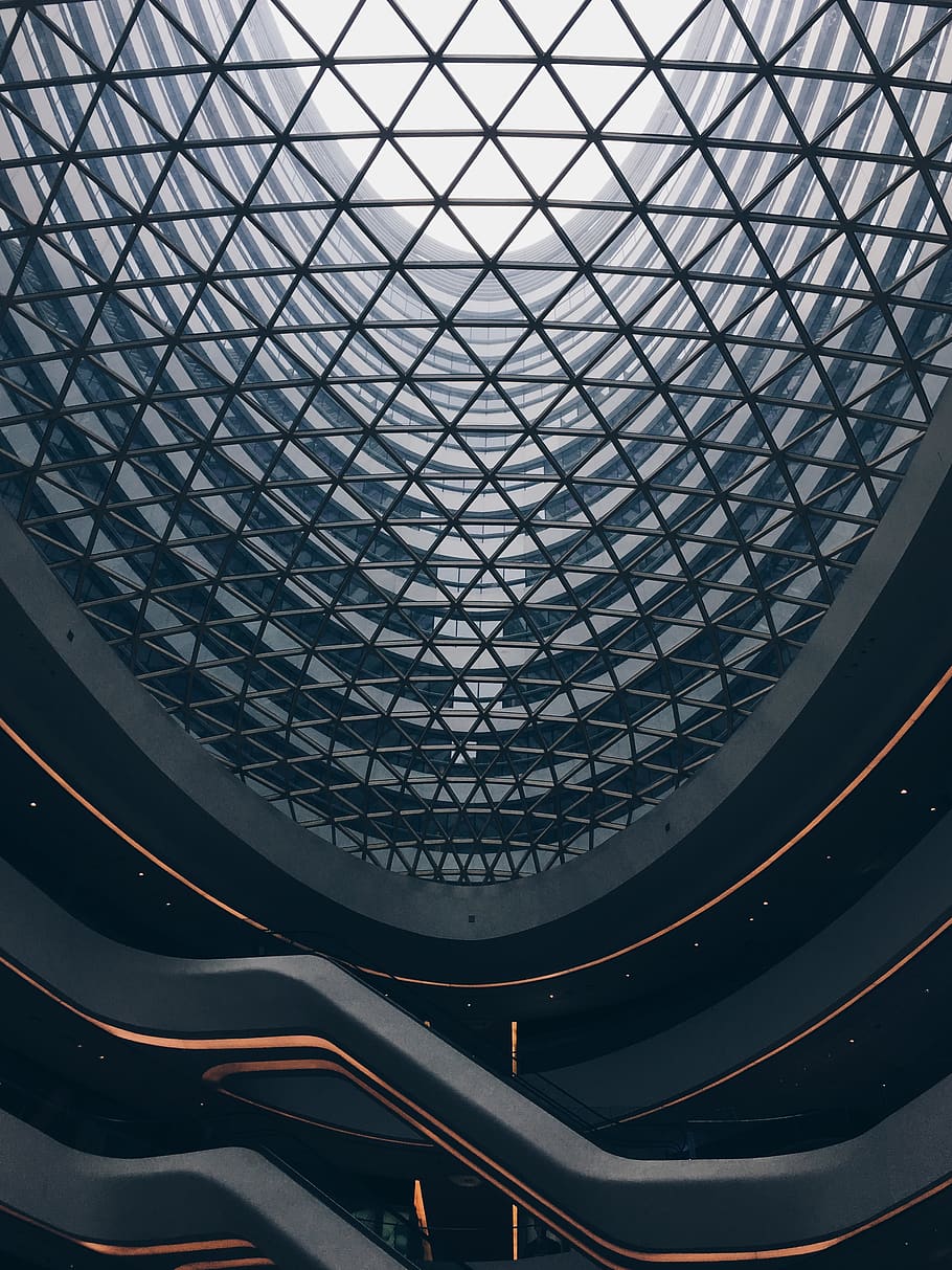 city, building, indoors, built structure, low angle view, ceiling HD wallpaper