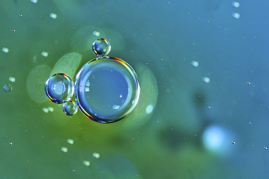 macro, water, oil, bubble, circle, close-up, nature, drop, no people HD wallpaper