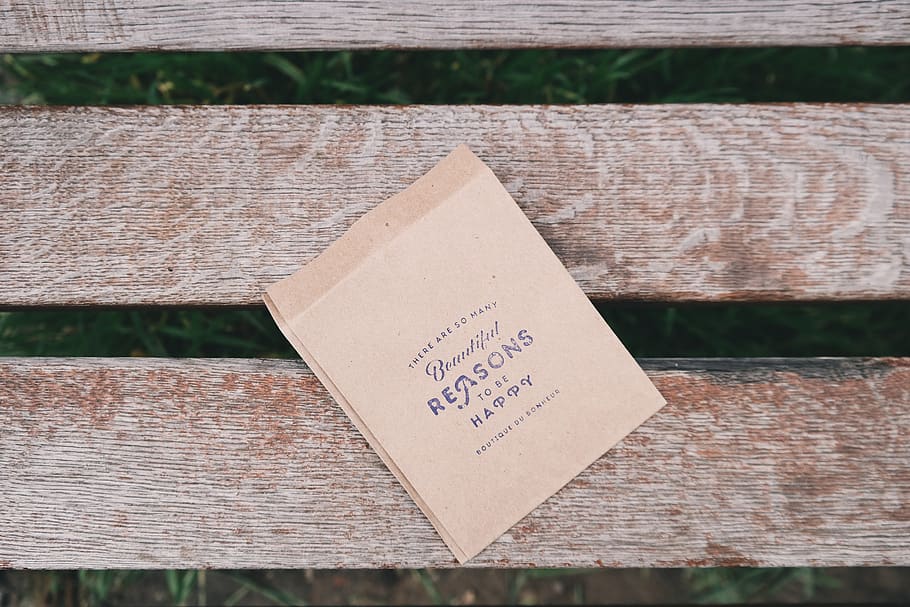 bag, bench, park, text, communication, western script, wood - material HD wallpaper