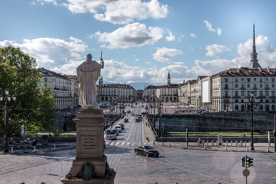 Piazza Gran Madre Di-Dio in Turin Italy, architecture, art, chalice