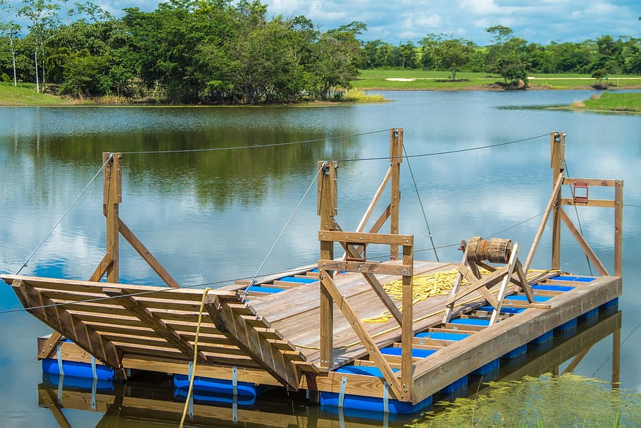 ferry, functional, replica, of, antique, pioneers, lake, river HD wallpaper