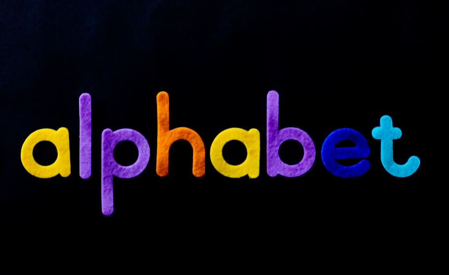 Alphabet With Text Overlay, abc, art, black background, children, HD wallpaper