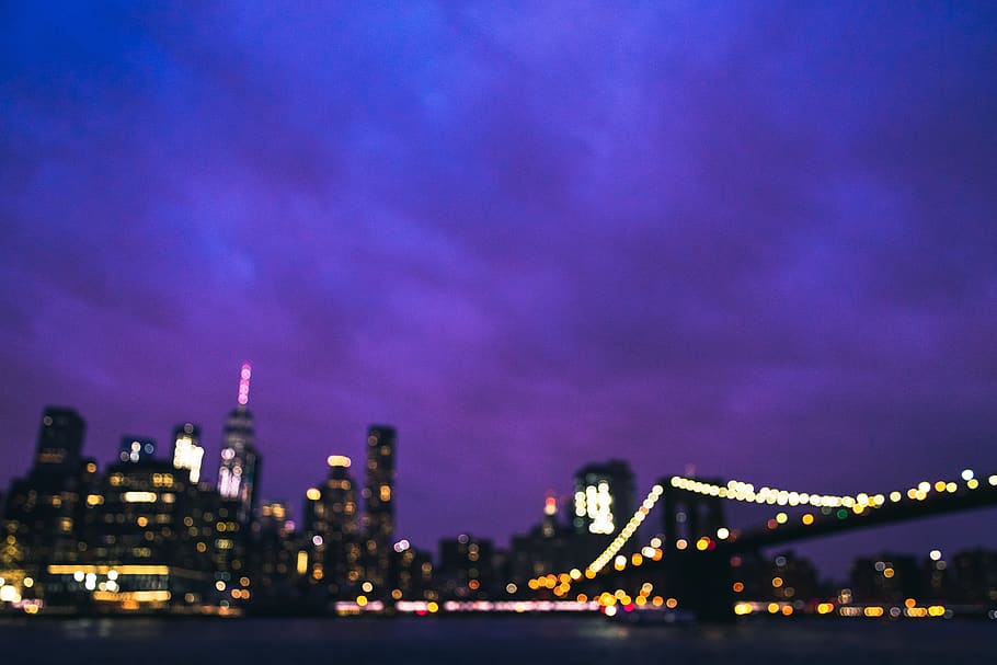 lighted bridge and buildings, illuminated, building exterior HD wallpaper