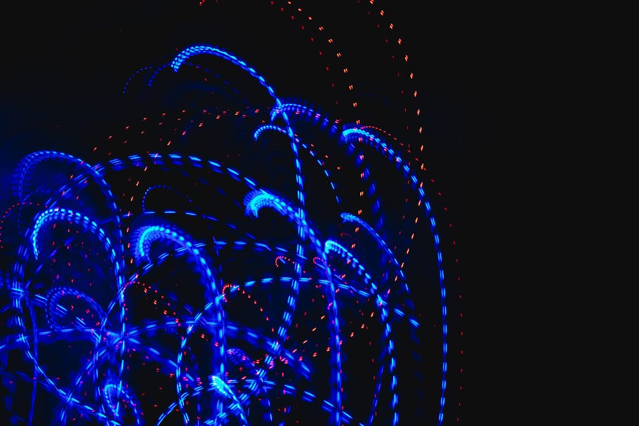 lighted blue lights, lighting, pattern, city, ornament, fractal HD wallpaper