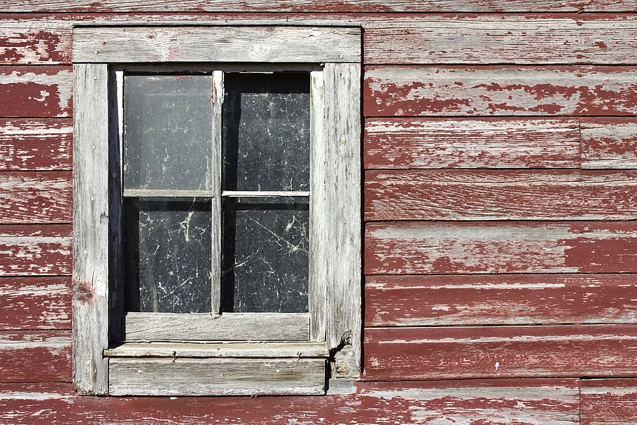 4-panel glass window with gray wooden frame, rustic, barn, cabin HD wallpaper