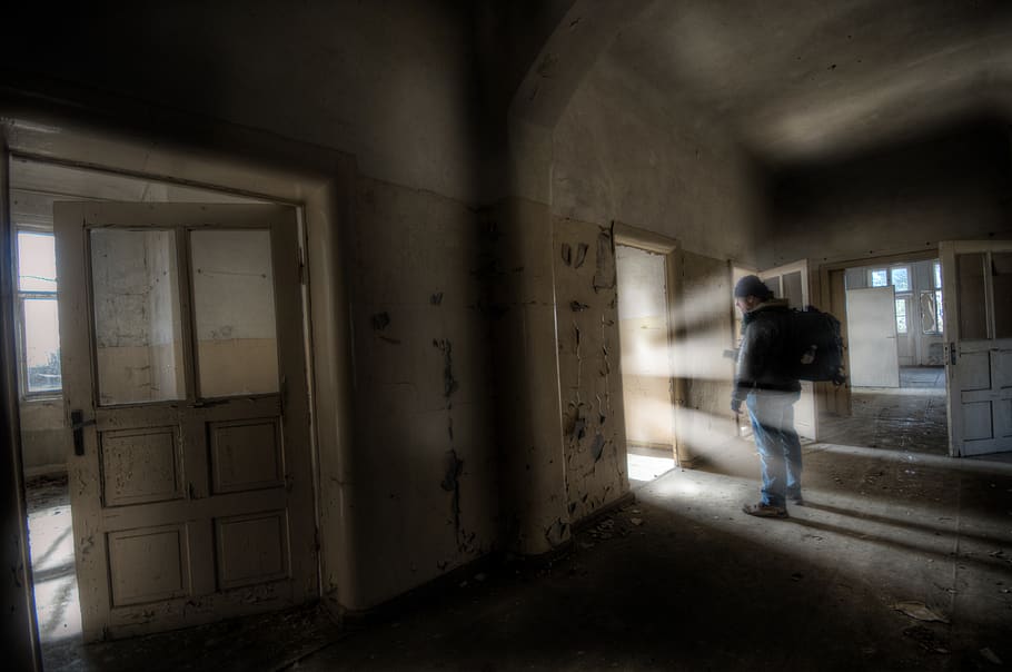light, man, hosptial, dark, door, window, alone, urbex, photographer HD wallpaper