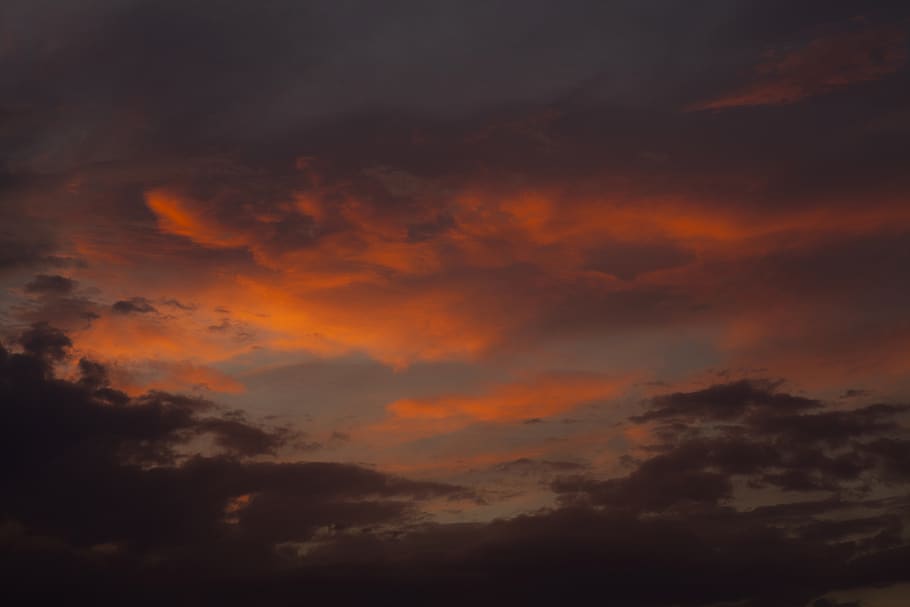 Orange and Blue Sky, beautiful, clouds, cloudy, dark, dawn, daylight HD wallpaper