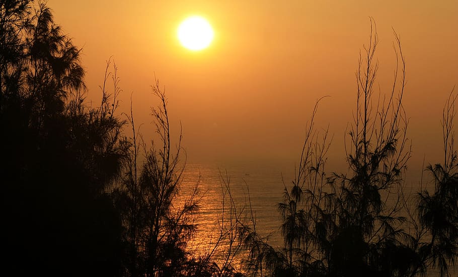 view, sea, ocean, river, water, flow, dawn, sunset, sky, beauty in nature HD wallpaper