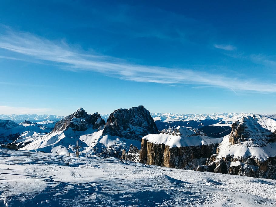 snow capped mountains, ice, outdoors, nature, glacier, alps, peak HD wallpaper
