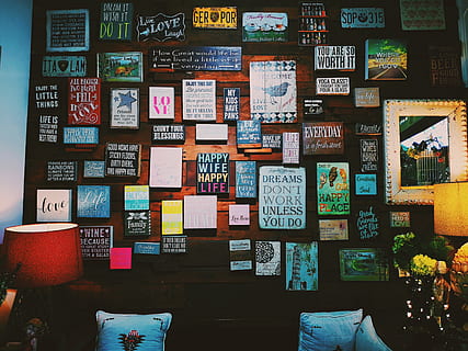 Photo of Assorted Letter Board Quote Hanged on Wall, architecture HD wallpaper