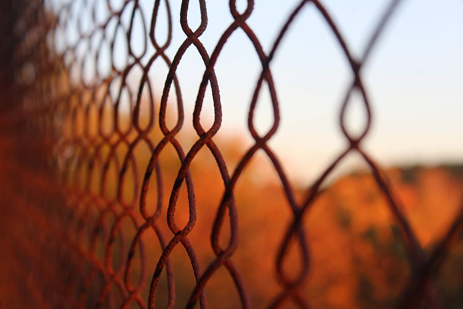 fence, metal, thread, rust, boundary, barrier, security, protection HD wallpaper
