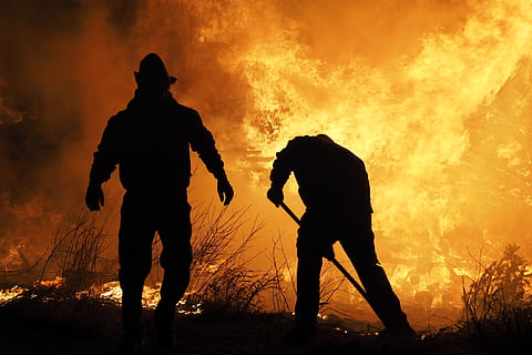 fire extinguisher, fire fighting, campfire, delete exercise HD wallpaper