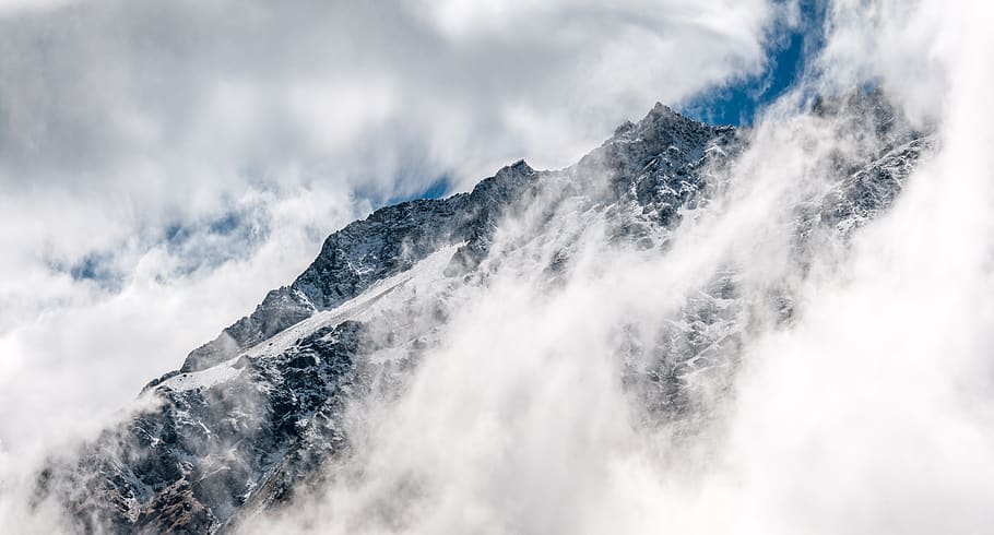 clouds, mountain, mountain peak, cold, landscape, nature, outdoors HD wallpaper