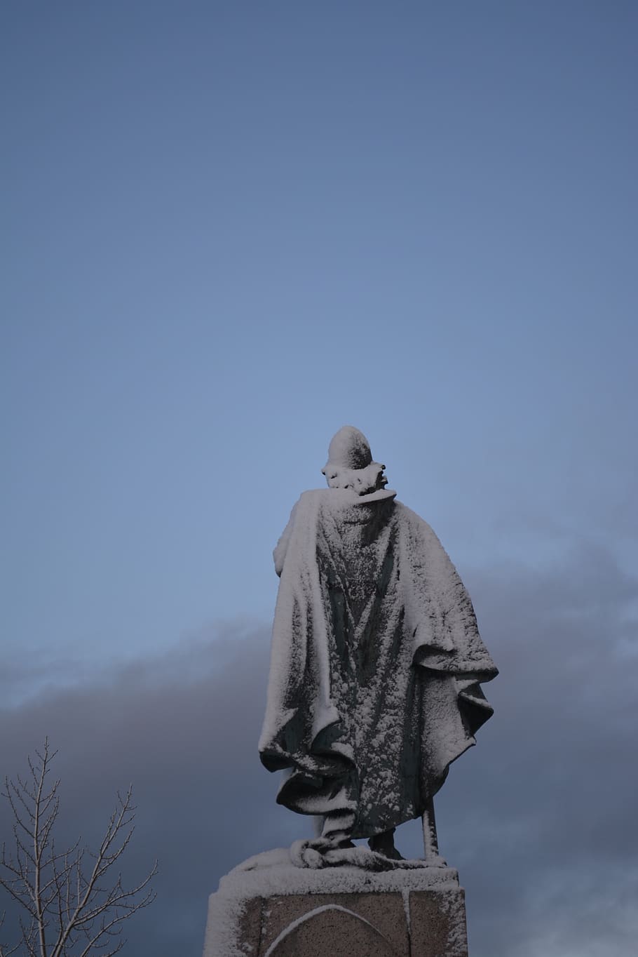 iceland, reykjavík, leif eriksson, reykjavik, snow, statue