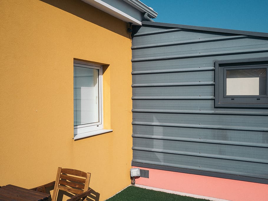 yellow painted housed, architecture, built structure, building exterior HD wallpaper