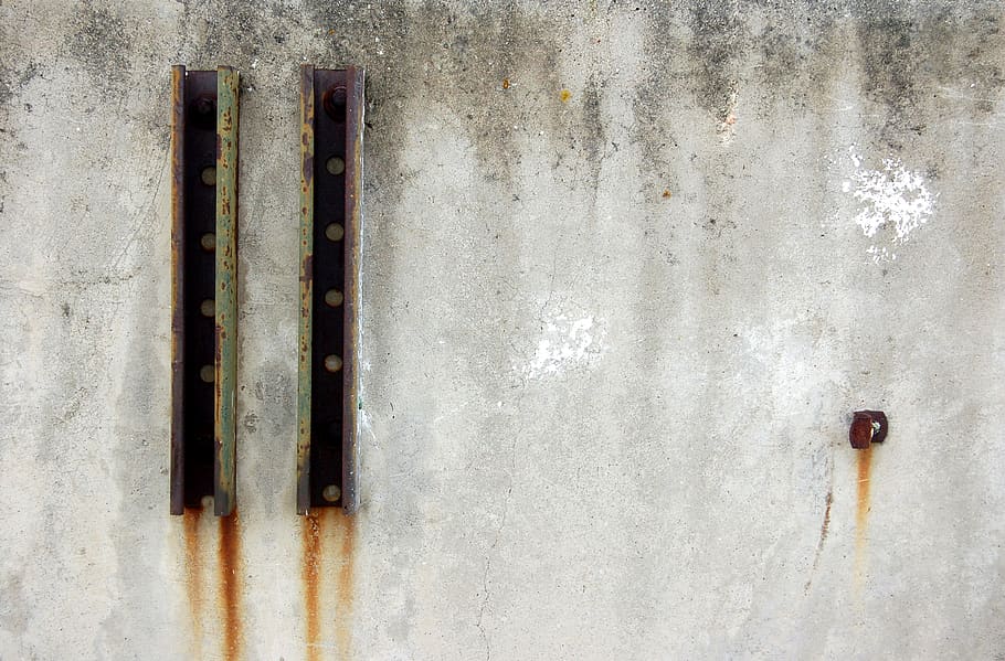 gray concrete wall, rust, geometry, texture, textured wall, surface HD wallpaper