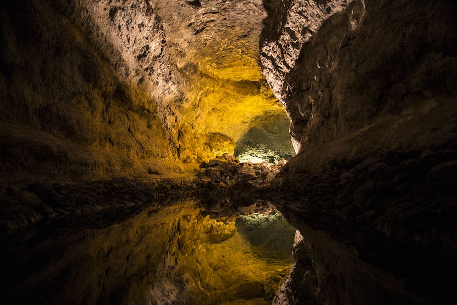 cave interior, nature, lanzarote, wilderness, outdoors, crypt HD wallpaper