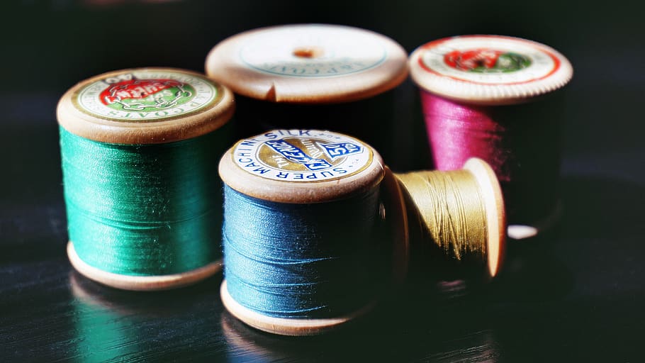 Five Assorted Threads, colorful, colourful, sewing threads, spool HD wallpaper