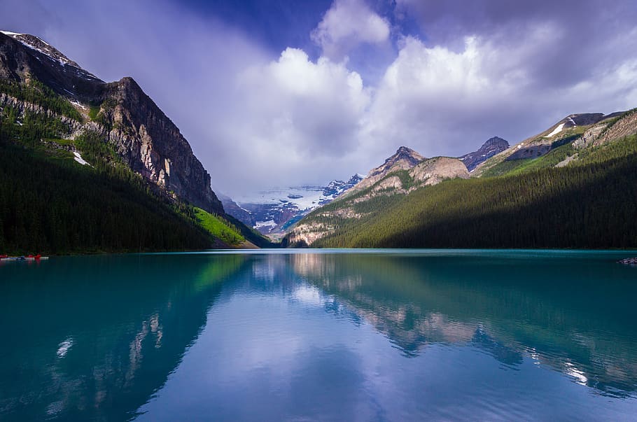 lake during daytiem, mountain, nature, outdoors, water, glacier HD wallpaper
