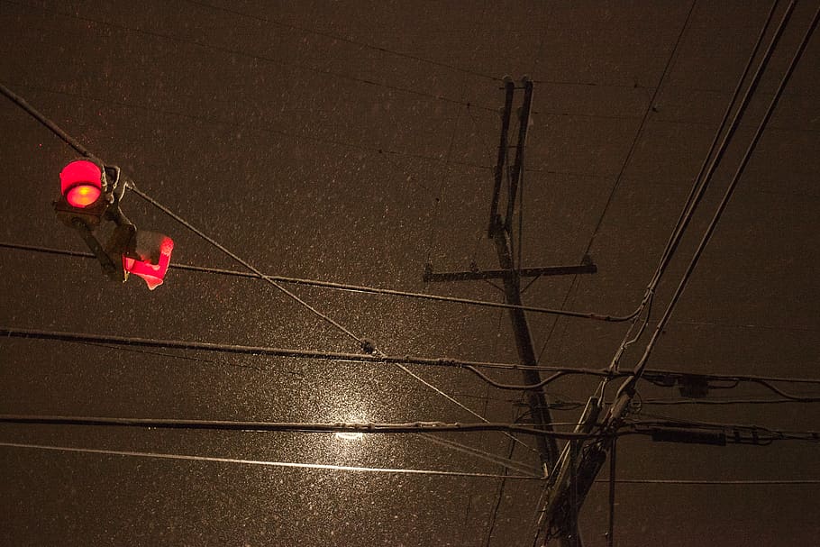 wire, seattle, snow, street, night, winter, wiring, utility pole HD wallpaper