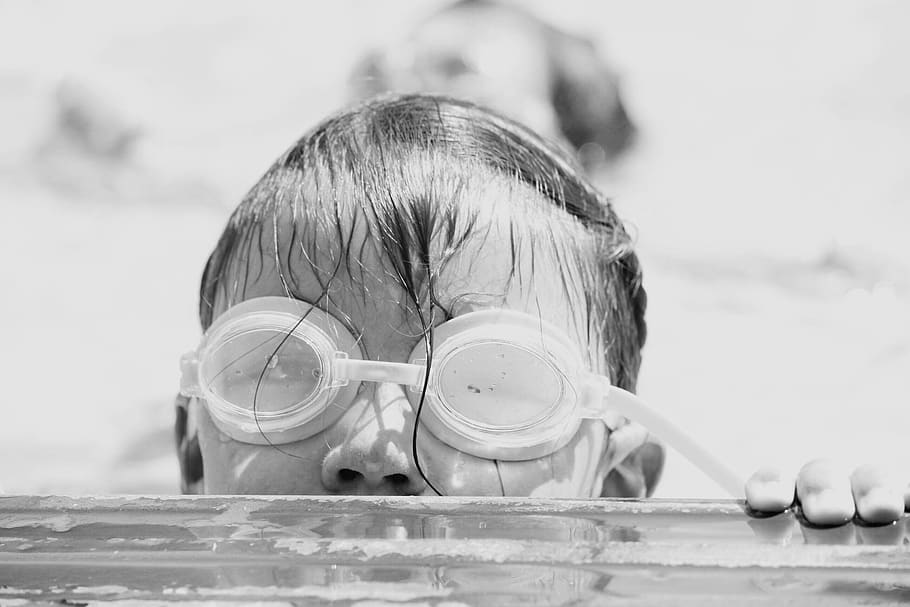 pool, portrait, goggles, little, swim, swimming, swimming lessons HD wallpaper