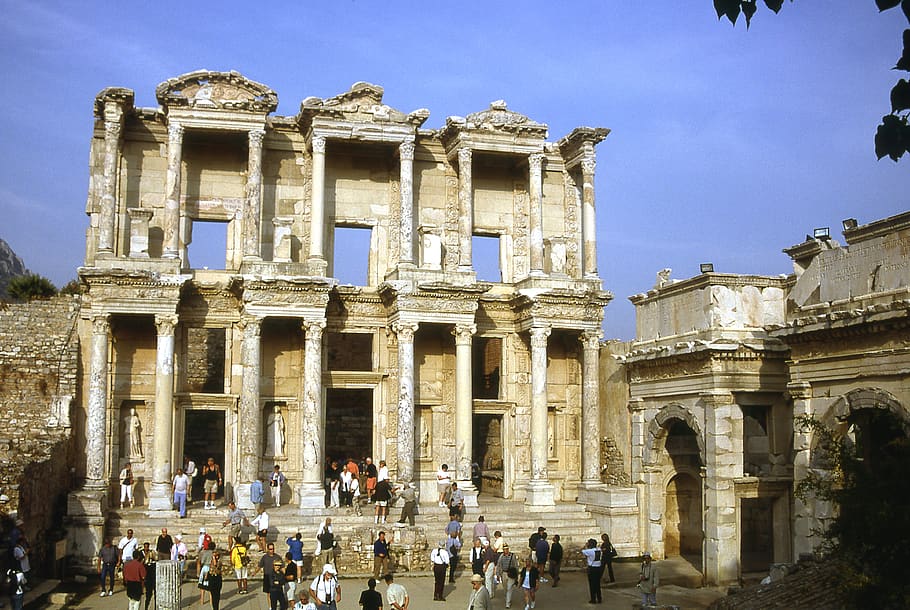 turkey, ephesus tour, group of people, the past, history, architecture, HD wallpaper