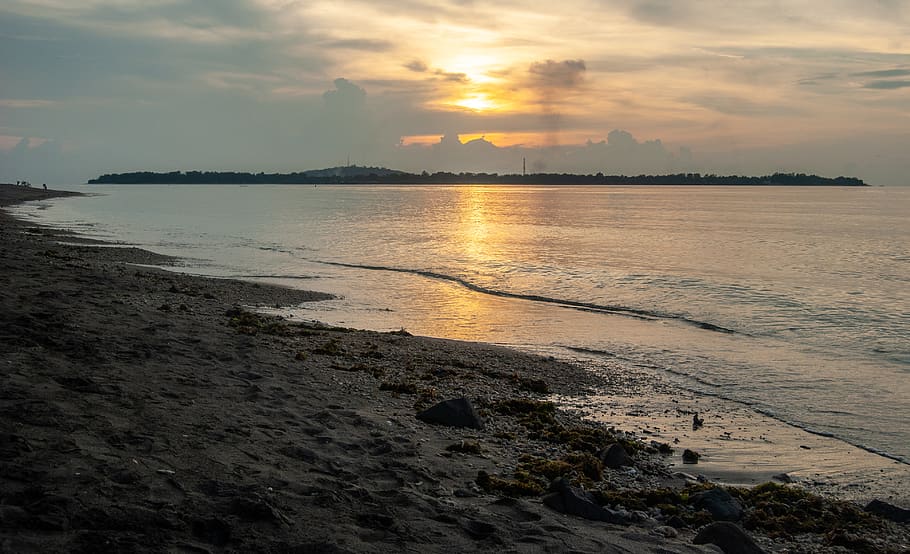 nature, outdoors, sunlight, sunset, ocean, beach, water, dawn HD wallpaper