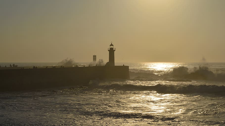 water, sea, sky, guidance, tower, lighthouse, built structure HD wallpaper